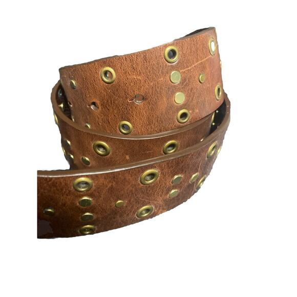 COACH Y2K LeatherBelt W/ Couture Statement Large Plaque Buckle size medium $168
